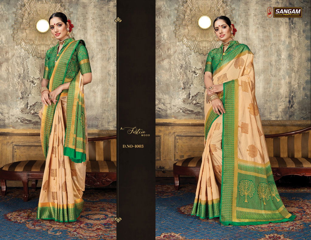 Sangam Armani Latest Designer Fancy Festive Wear Heavy Nylon Silk Sarees Collection
