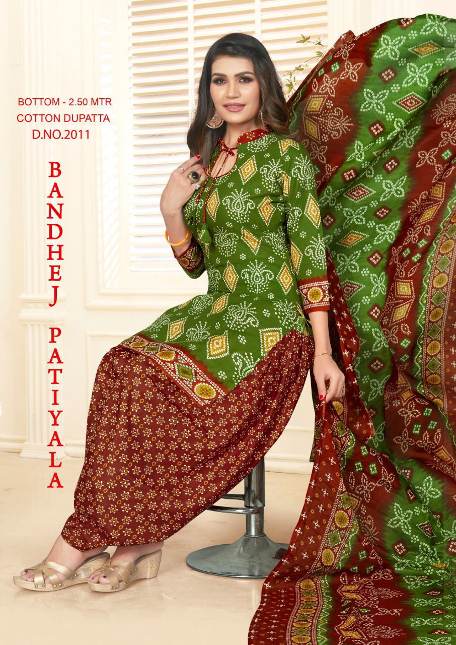 Bandhej Patiyala-2 Exclusive Bandhani Printed Cotton Daily Wear Dress Material Collection
