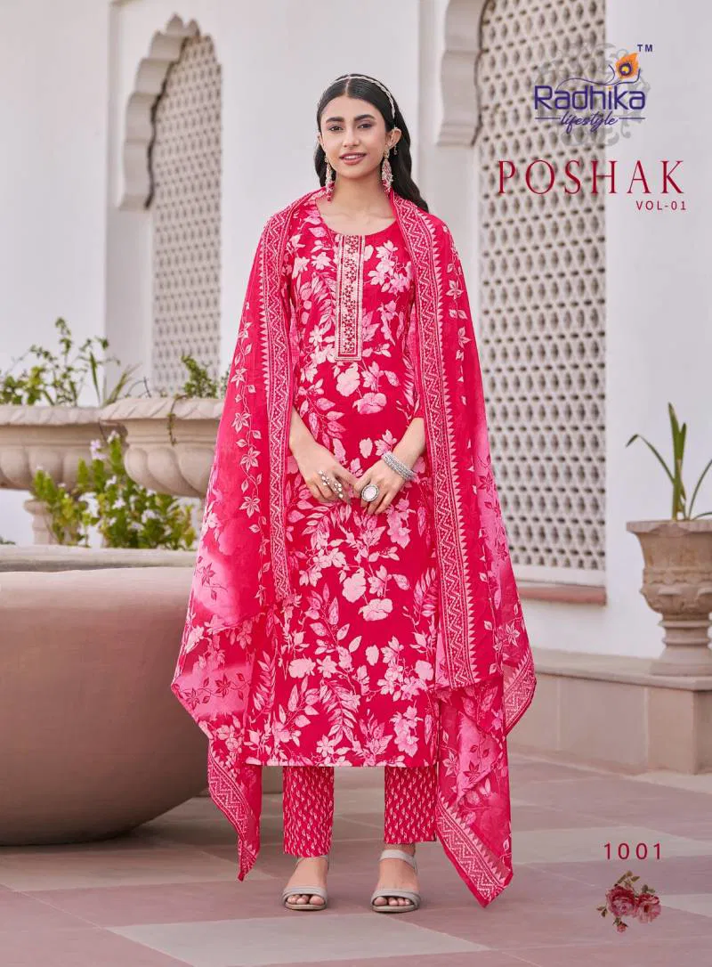Poshak Vol 1 By Radhika Cotton Printed Readymade Suits Wholesale Suppliers In India