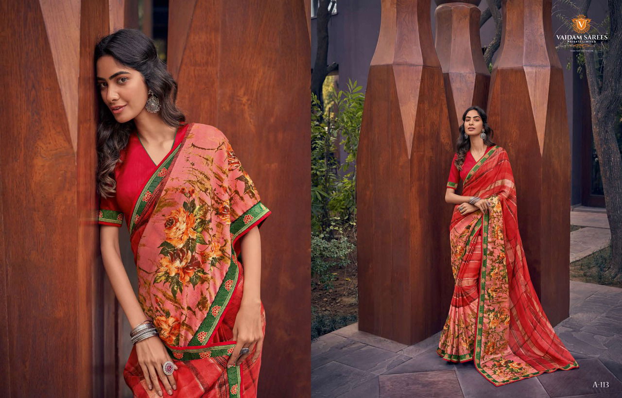 VAIDAM ALANKRITA Latest Fancy Designer Casual Wear Foil Printed Chiffon Saree Collection 