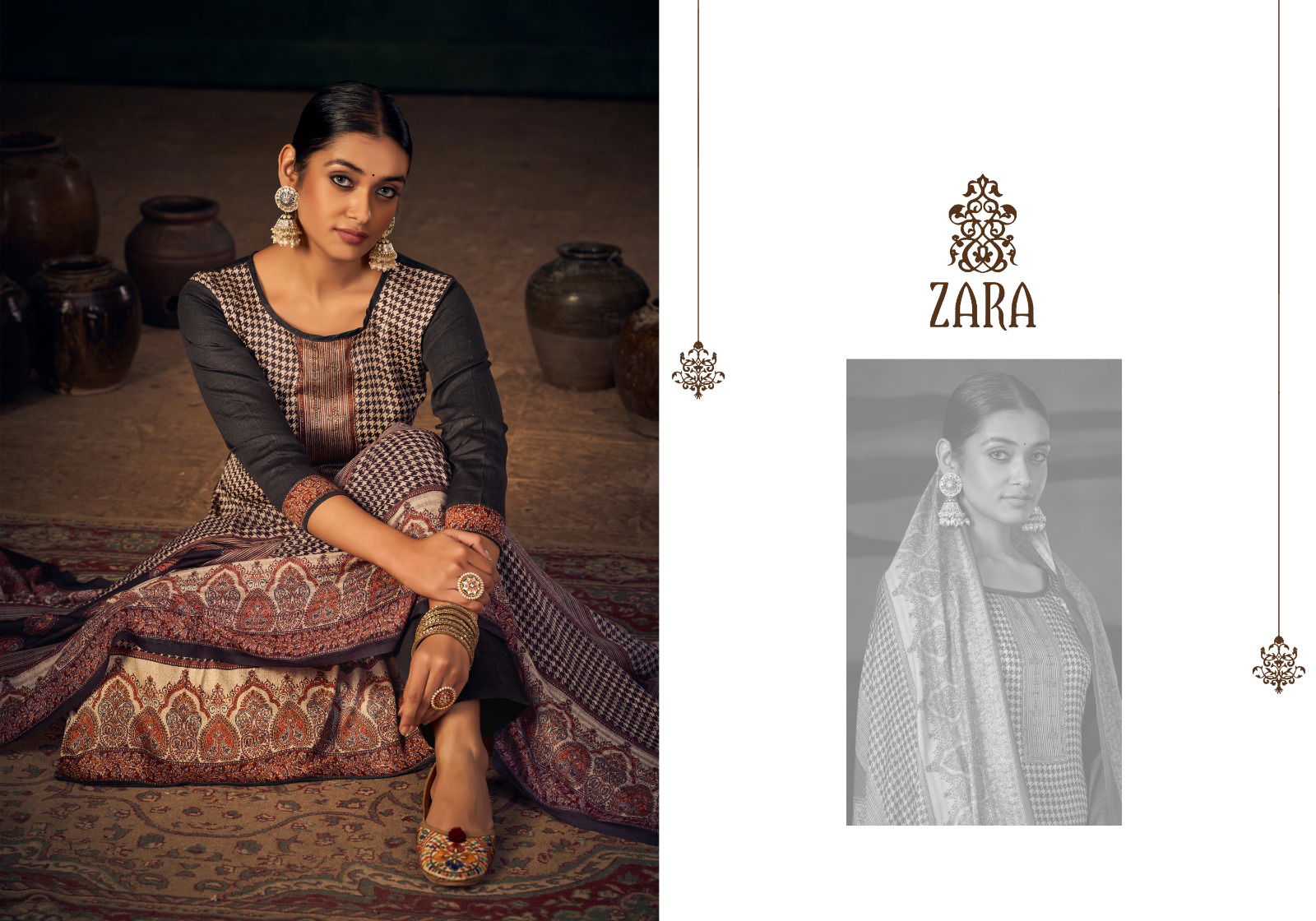 Zara Jam Stain Digital Printed Dress Material Catalog