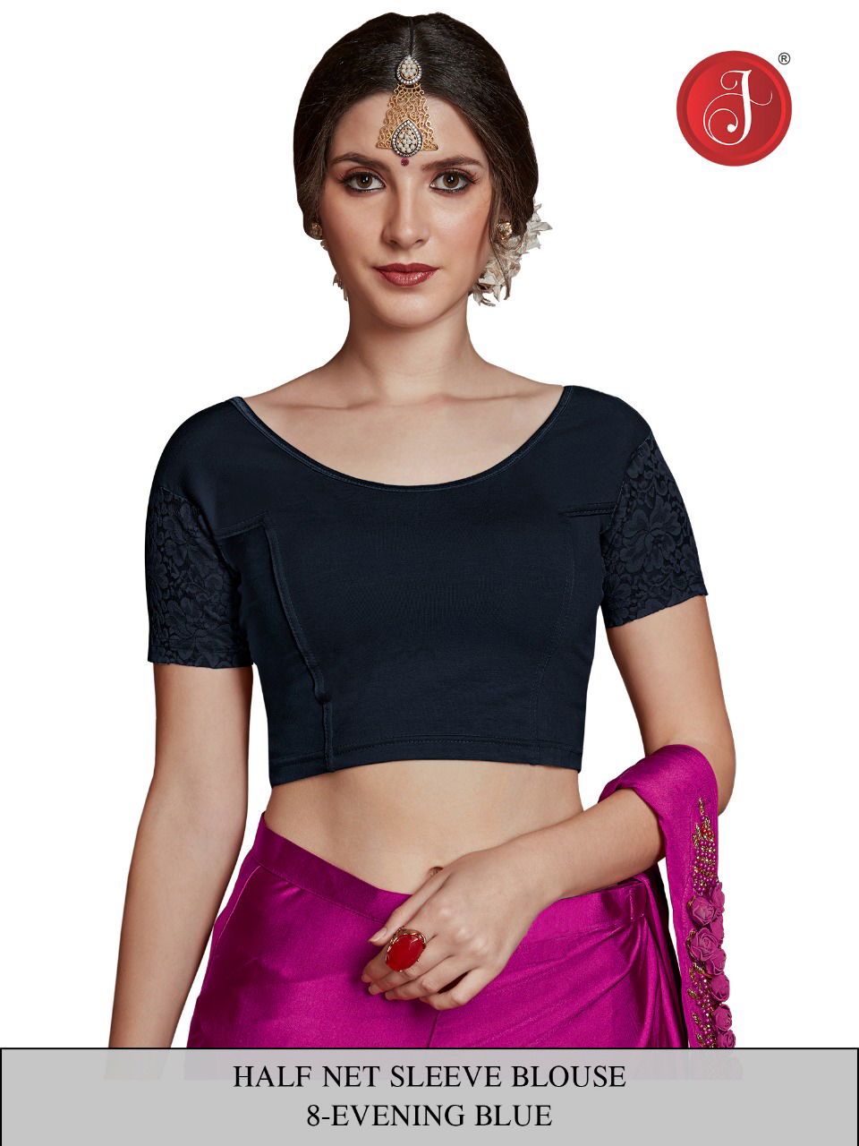Jelite New Round Neck and One Half Net Sleeves Design Blouse collection
