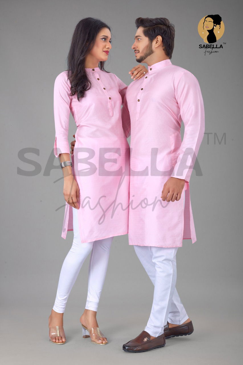 Sabella Couple Kurta 2 Cotton Silk Jacquard Couple Kurta Collection
