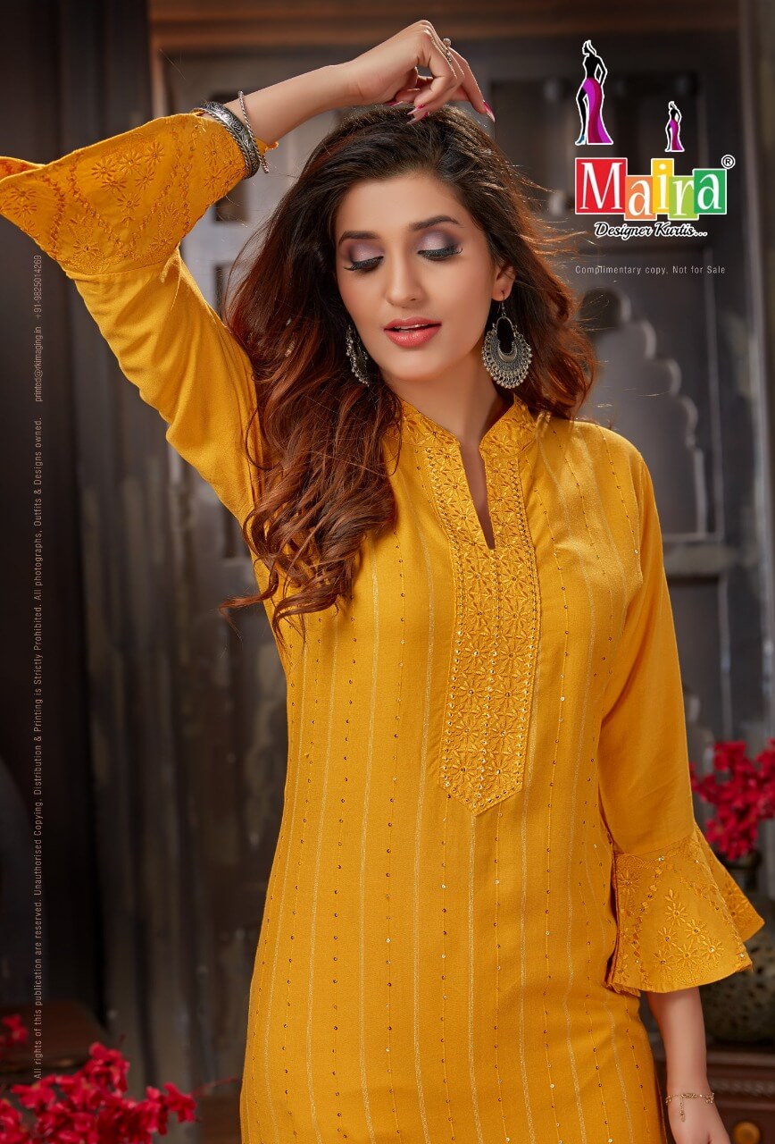 Maira Titlee 3 Party Wear Rayon With Embroidery Kurti Collection