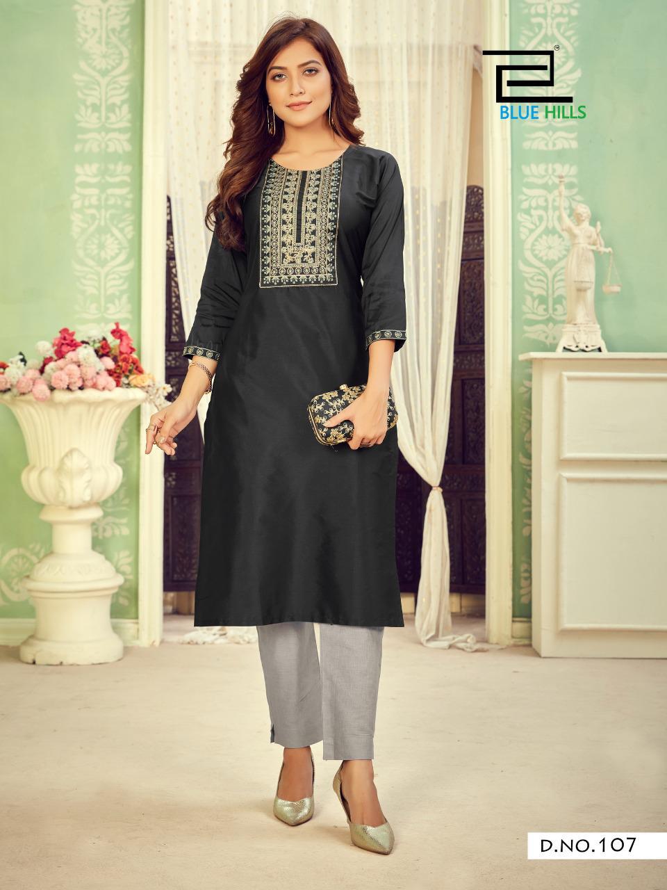 BLUE HILLS SOLID VOL 3 Ethnic Wear Cotton tapeta neck Embroidery Kurti