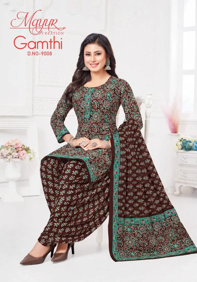 Gamthi Vol 9 By Mayur Cotton Ladies Dress Material Wholesale Market In Surat