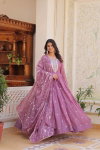 Sn 2422 Beautiful Star Georgette Gown With Dupatta Suppliers In India