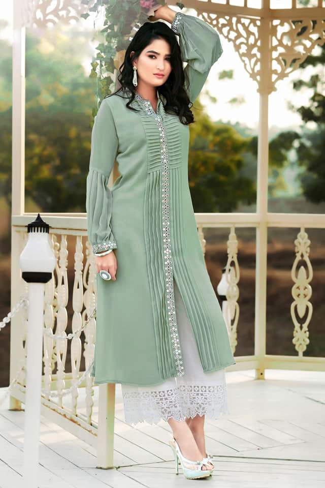 Tres Chic Collection Zs 20 Latest Designer Casual Wear Stylish Georgette Ready Made Plazzo Suit Collection 
