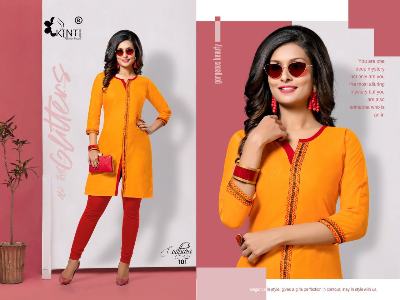 Kinti Cadbury Casual Daily Wear Slub Silk With Embroidery Kurtis Collection
