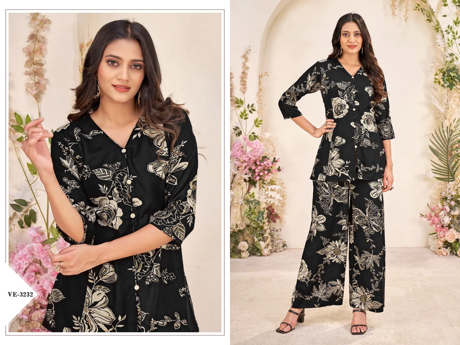 Ladies Flavour 3232 And 3233 Rayon Discharge Printed Co Ord Set Orders In India