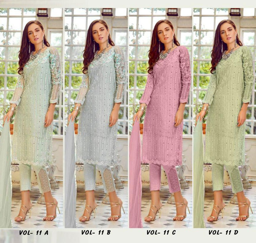 Affan Creation Vol 11 Latest Designer Pakistani Salwar Suit Collection With Heavy Butterfly Embroidery Cotton  Dhaga Work With Sequence  Diamond And Hand Mirror Work