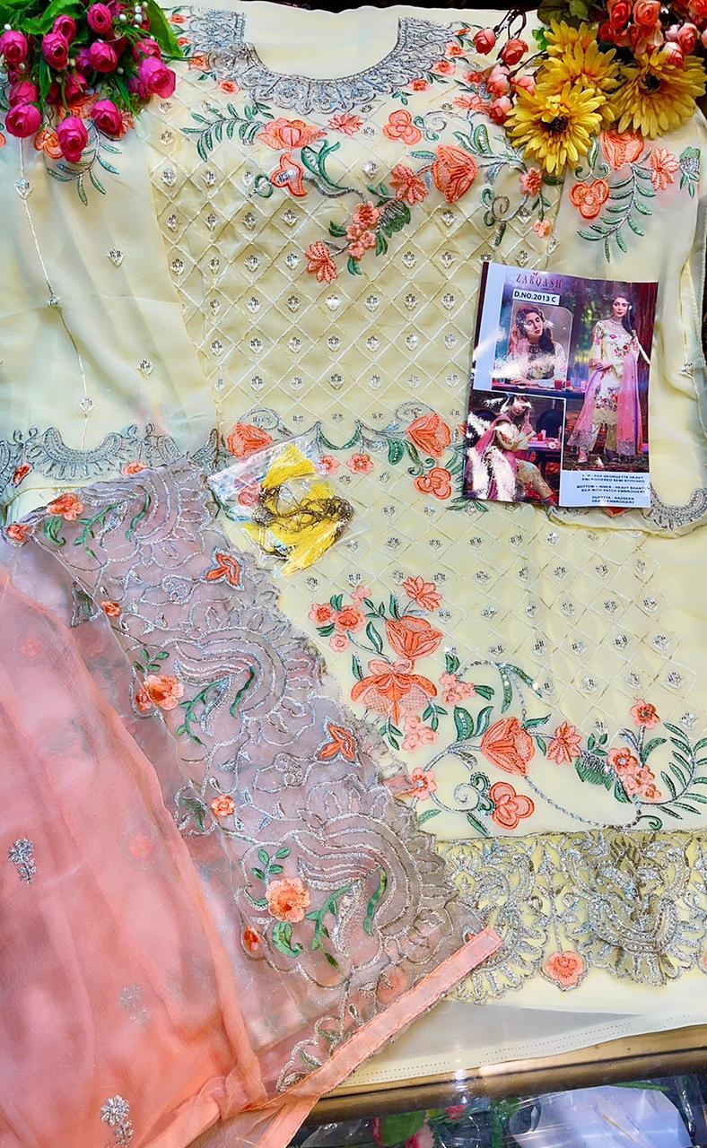Zarqash Adan Hits 2013 Latest Fancy Designer Festive Wear Fox Georgette With Embroidery Work Pakistani Salwar Suit Collection
