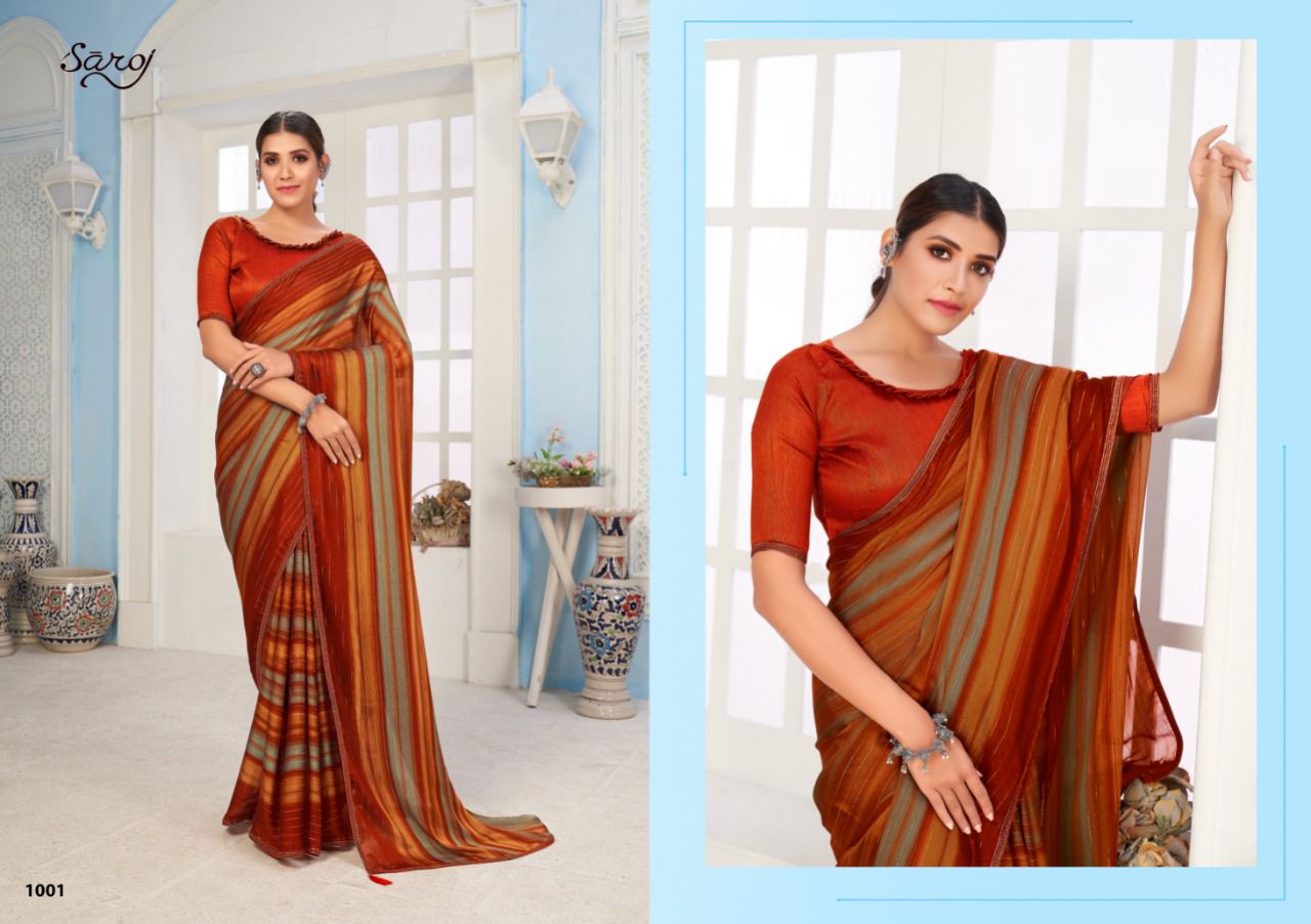 Saroj Naazia Fancy Casual Daily Wear Georgette Printed Saree Collection