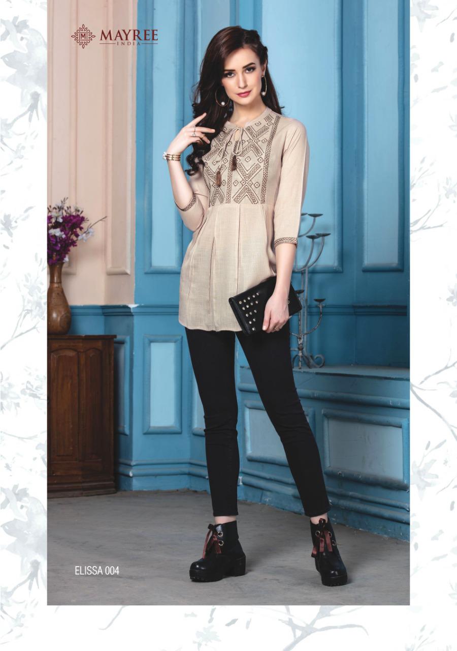 Mayree Elissa Latest Casual Wear Embroidery Work Short Tops Collection 