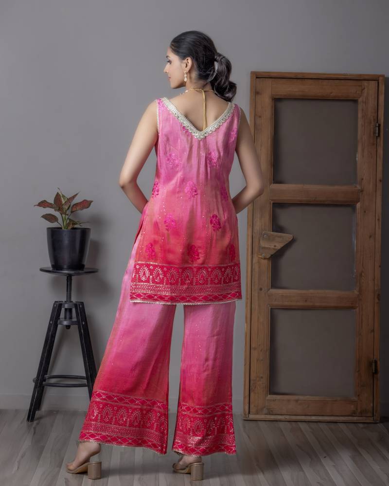 Tcs 112 Dark Pink Viscose Shaded Pink Designer Readymade Suit Wholesale Online
