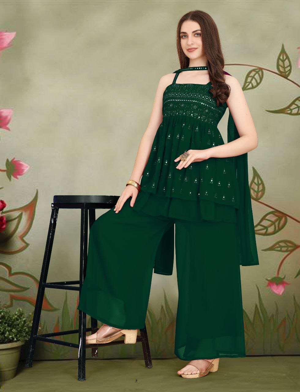 Shamal Georgette Designer Occasion Wear Wholesale Sharara Suit Suppliers In Mumbai