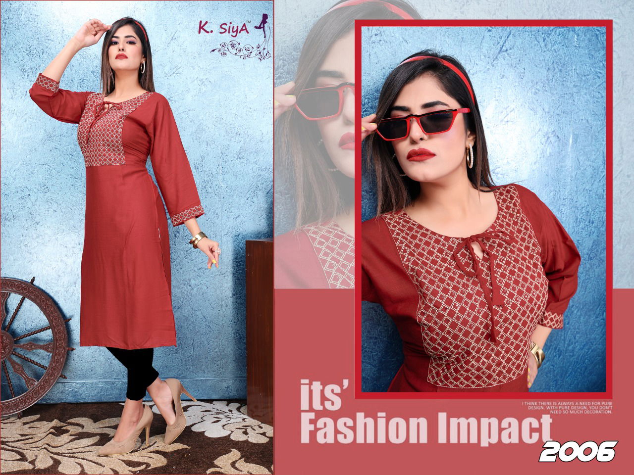 K Siya Saffron Rayon latest fancy Regular Casual Wear Designer Kurtis Collection
