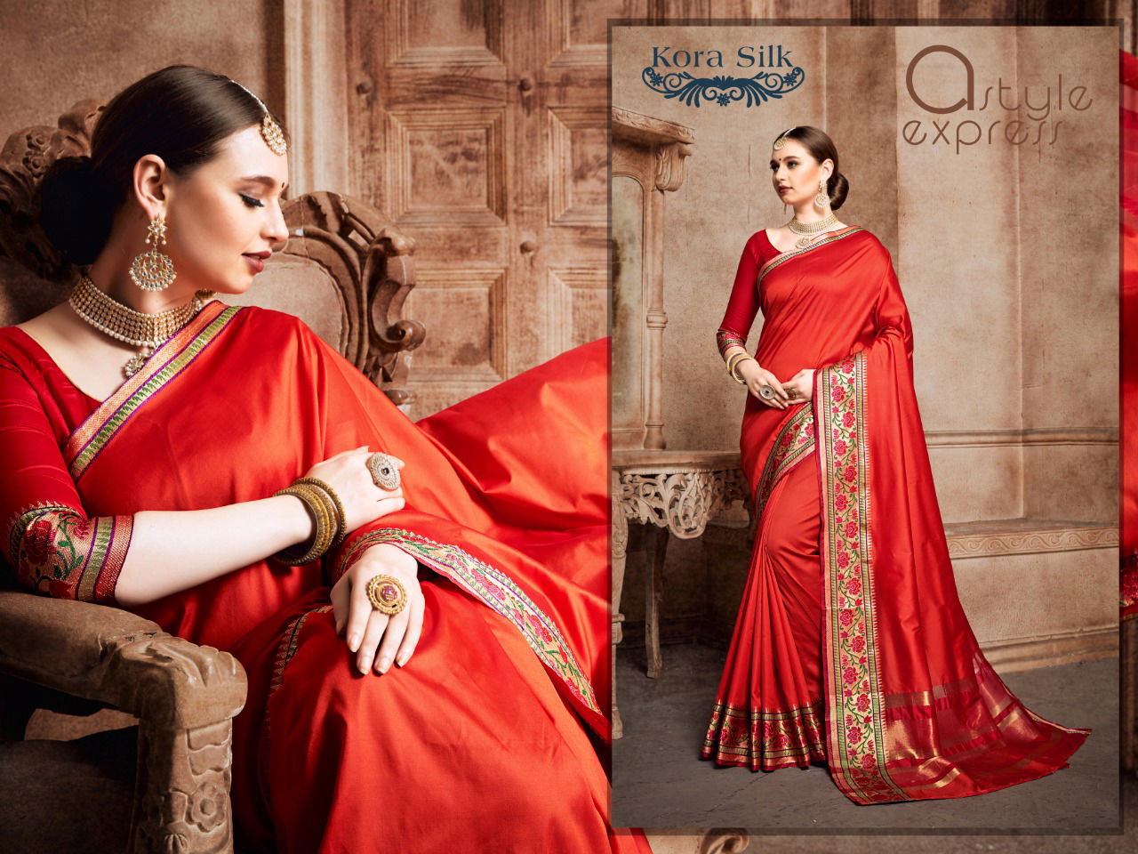 Kora Silk Latest Designer Party Wear Festive Wear Silk Saree Collection 