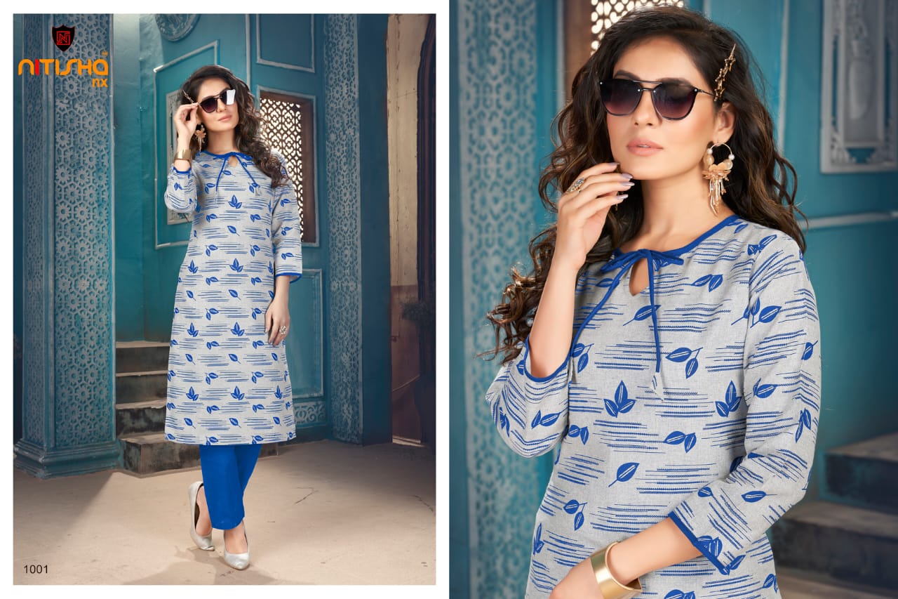 Nitisha Nx Butterfly Designer Regular Wear Long Kurtis With Bottom Collection
