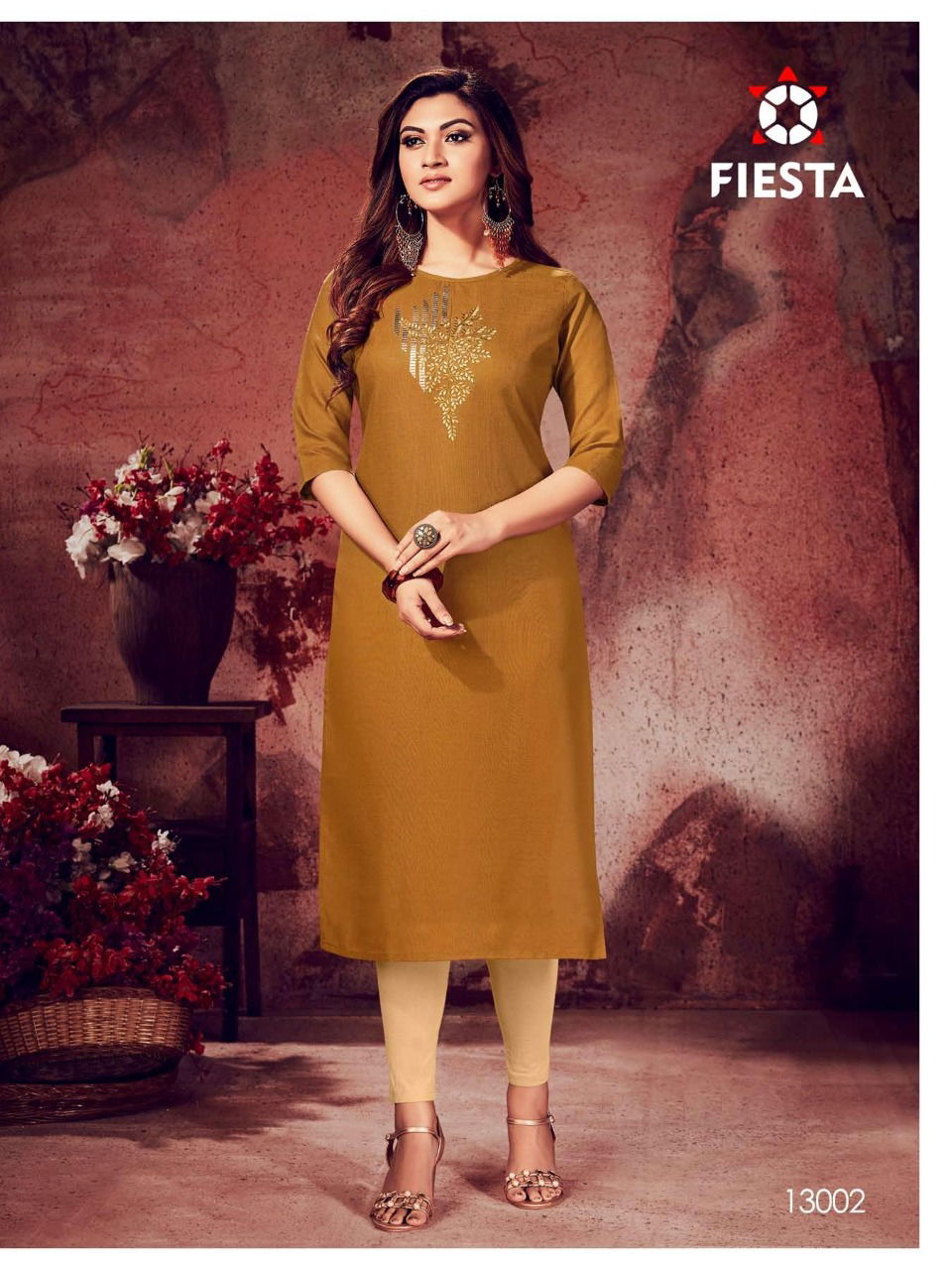 Fiesta Zubee Latest Designer Fancy Festive Wear Straight Embroidery Kurtis Collection
