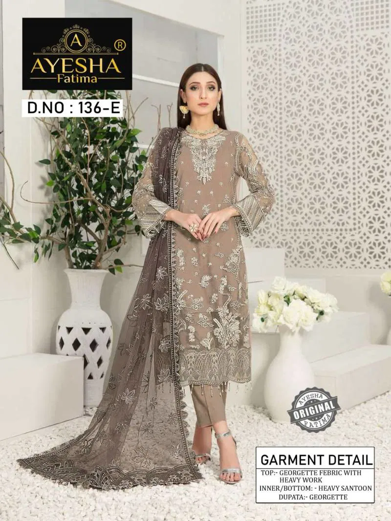 Ayesha Fatima 136 Georgette Pakistani Salwar Suits Suppliers In India