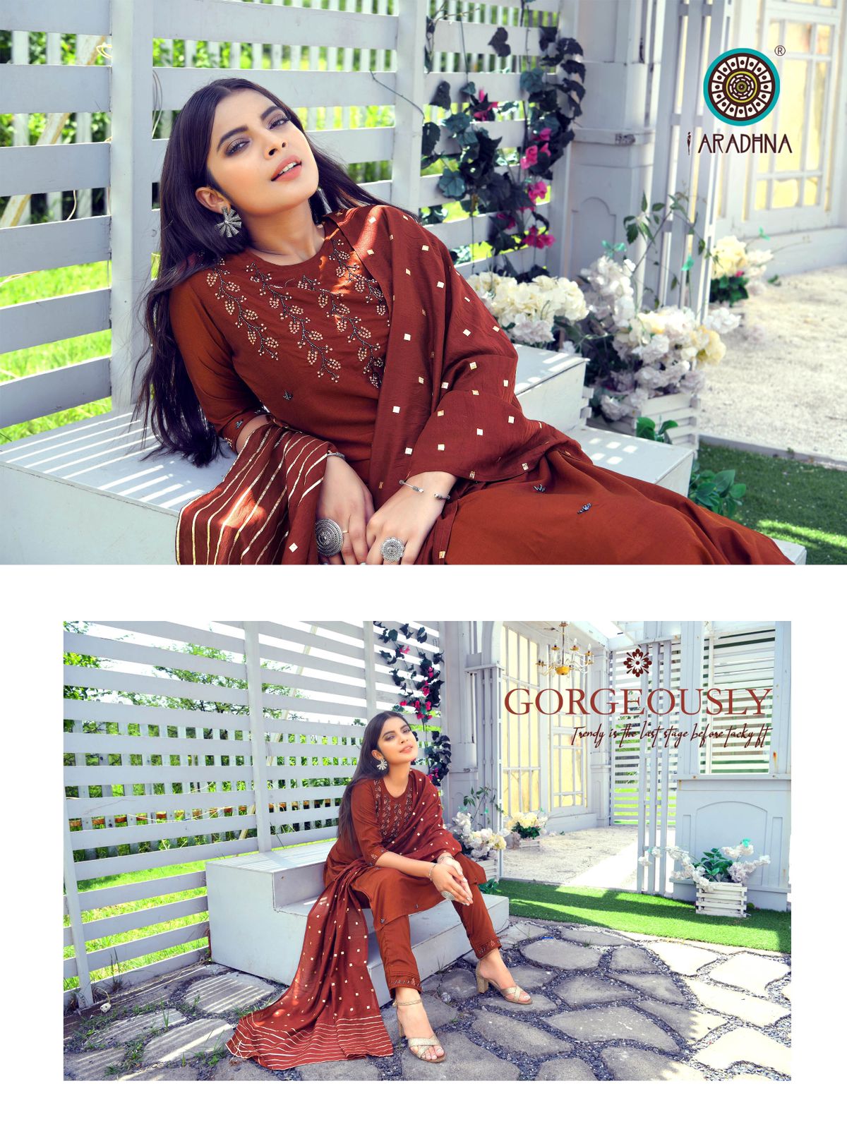 Aradhna Hand Work 2 Latest Designer Cotton Silk Festive Wear Ready Made Collection
