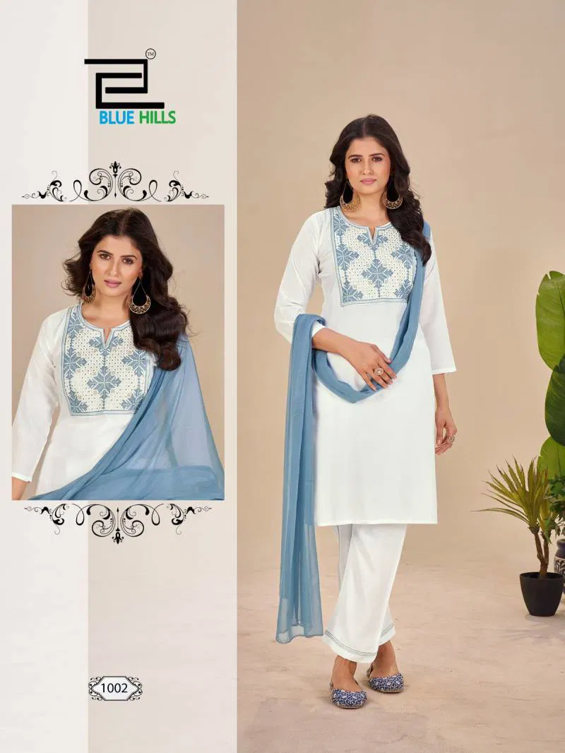 Juliet By Blue Hills Rayon Embroidered Kurti With Bottom Dupatta Exporters In India