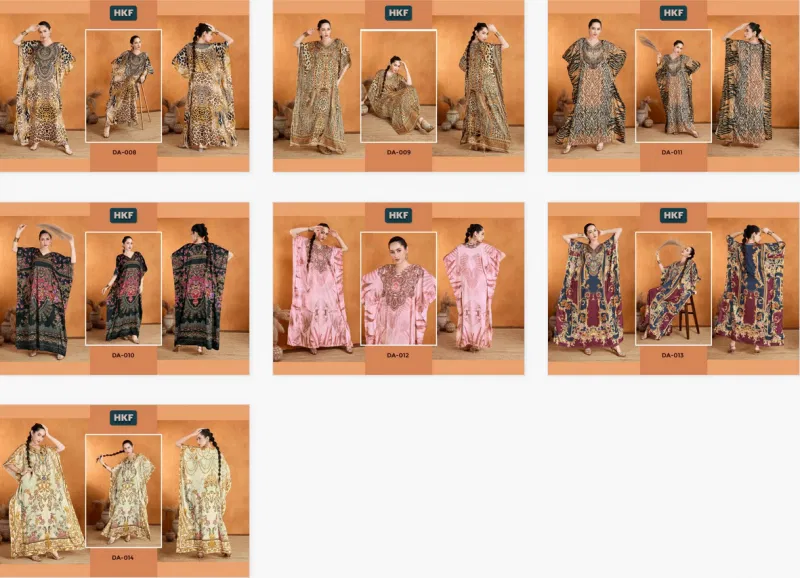 Hkf Dua Vol 2 Soft Satin Printed Fancy Kaftan Orders In India