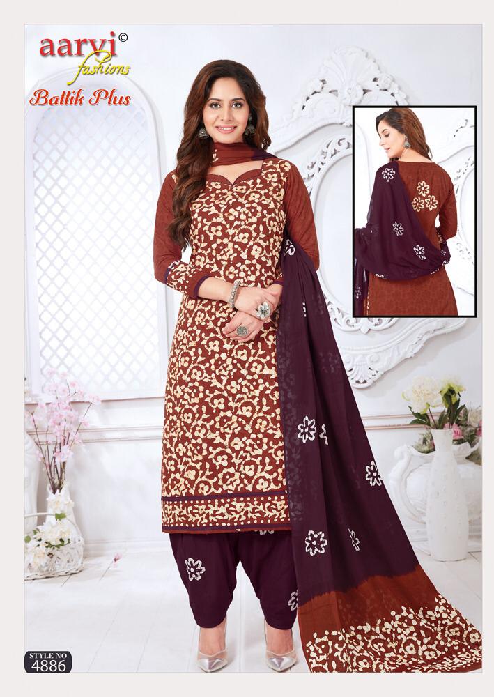 Aarvi Batik Plus Vol 1 Latest Regular Wear Printed Cotton Dress Material With Mal Mal Dupatta 