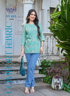Evara Vol 1 By Radhika Rayon Foil Printed Ladies Short Top Suppliers In India
