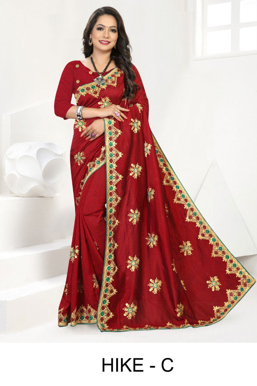 Ronisha Hike Latest Fancy Designer  Festive Wear vichitra Embroidery Work silk Designer Saree Collection
