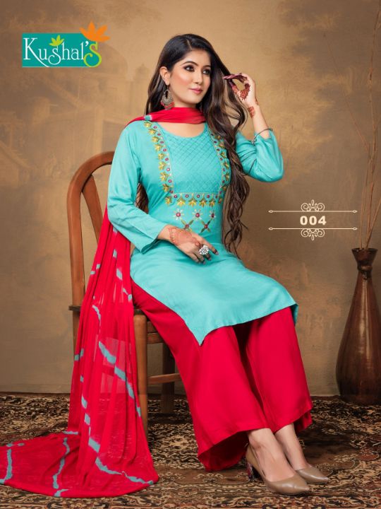 Kushals Mahek Kurti With Plazzo And Dupatta Fancy Ethnic Wear Collection