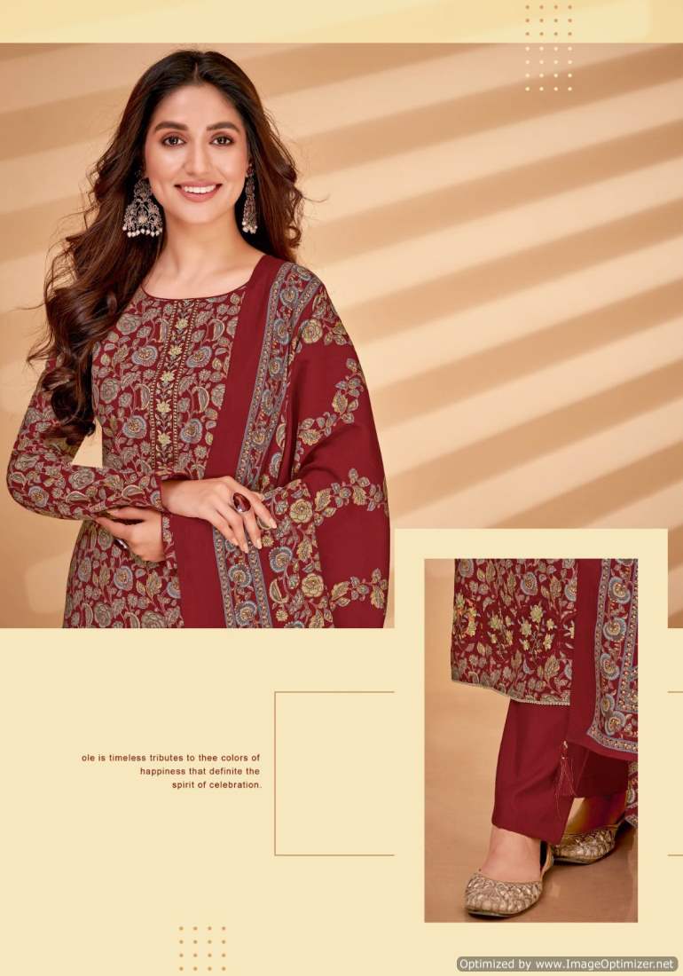 Kanika Vol 1 By Suryajyoti Pure Modal Embroidery Foil Printed Dress Material Wholesalers In Delhi