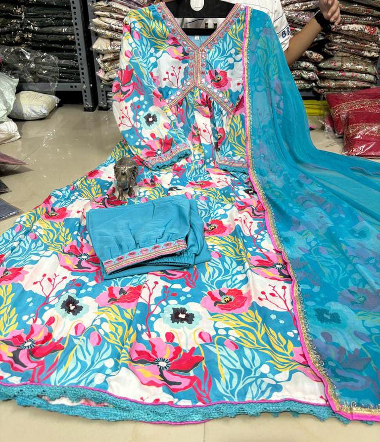 Virat Fashion Designer Cotton Masleen Alia Cut Suit Set Catalog