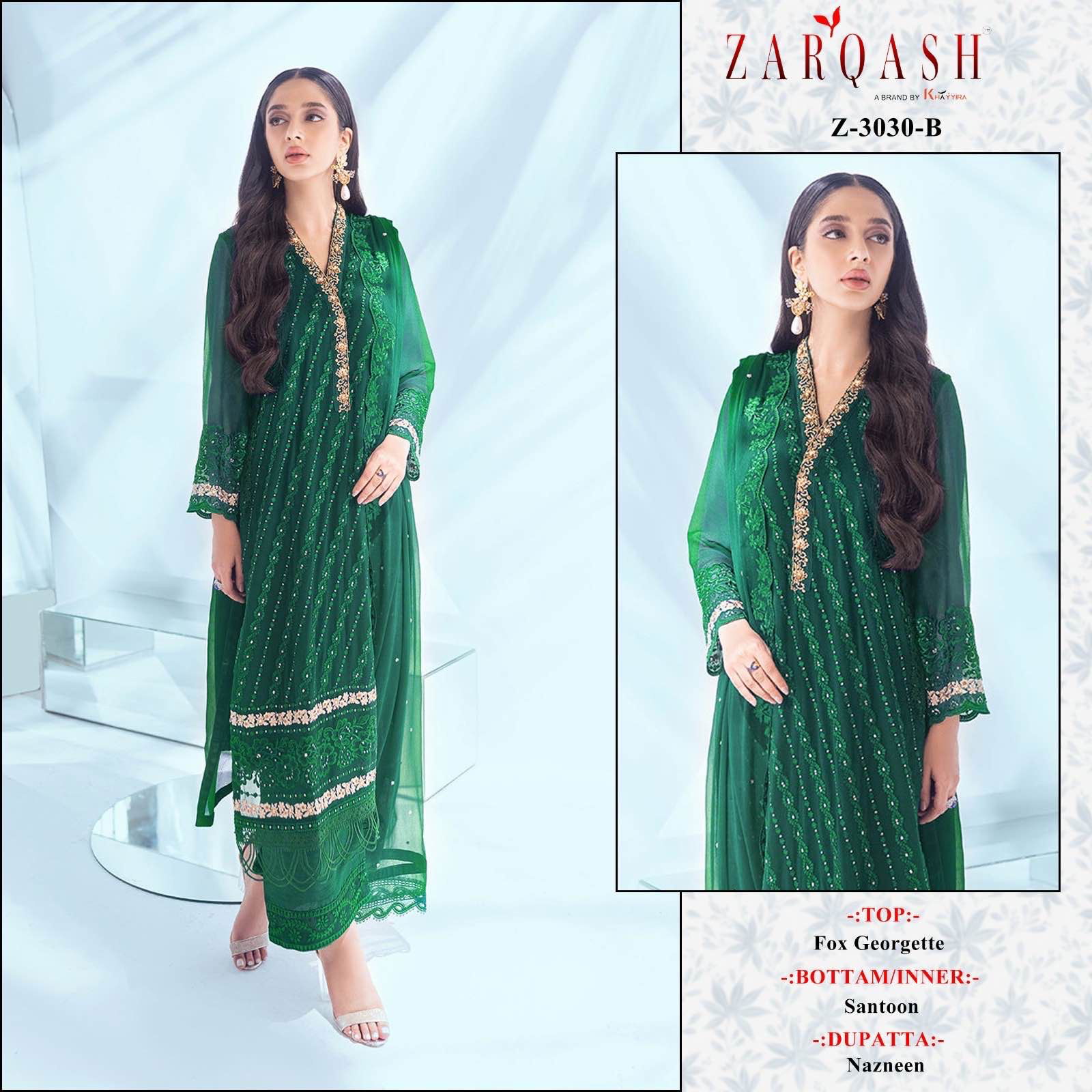 Z 3030 A To D By Zarqash Georgette Pakistani Salwar Suits Wholesalers In Delhi