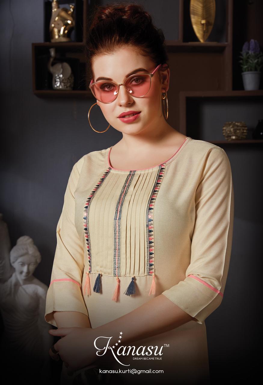 Kanasu Shanaya Latest Designer Party Wear Heavy Rayon Kurtis Collection With Pant 