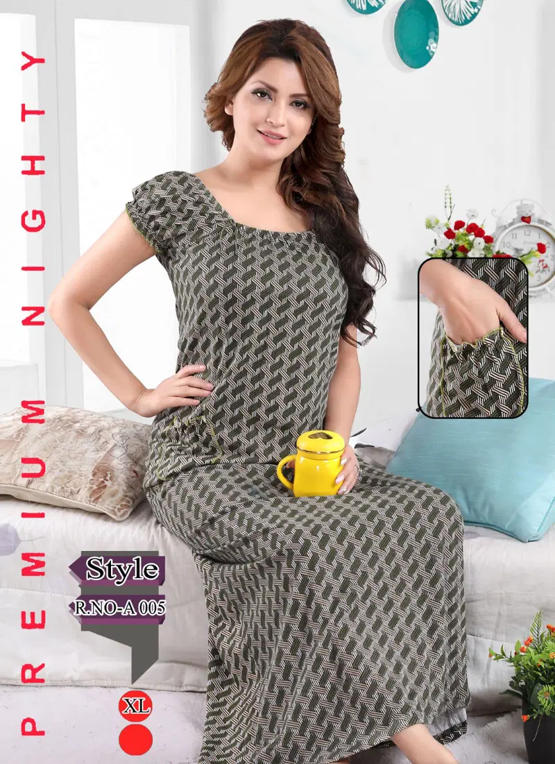 Nighty 217 Latest Printed Comfortable Hosiery sinker Nighty Collection