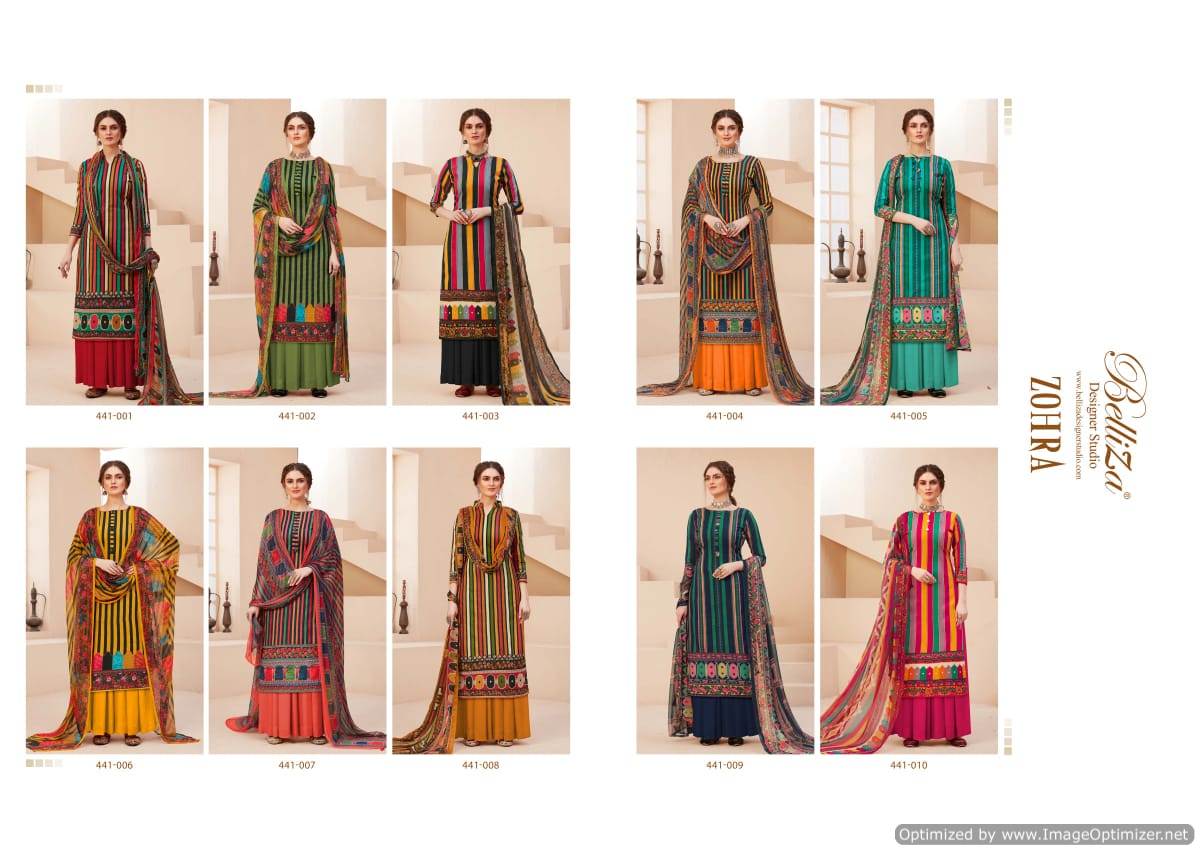 Belliza Zohra 2 Exclusive Latest Designer Pure Cotton Digital Print Dress Material Printed Nazneen Chiffon Dupatta With Four Side Lace
