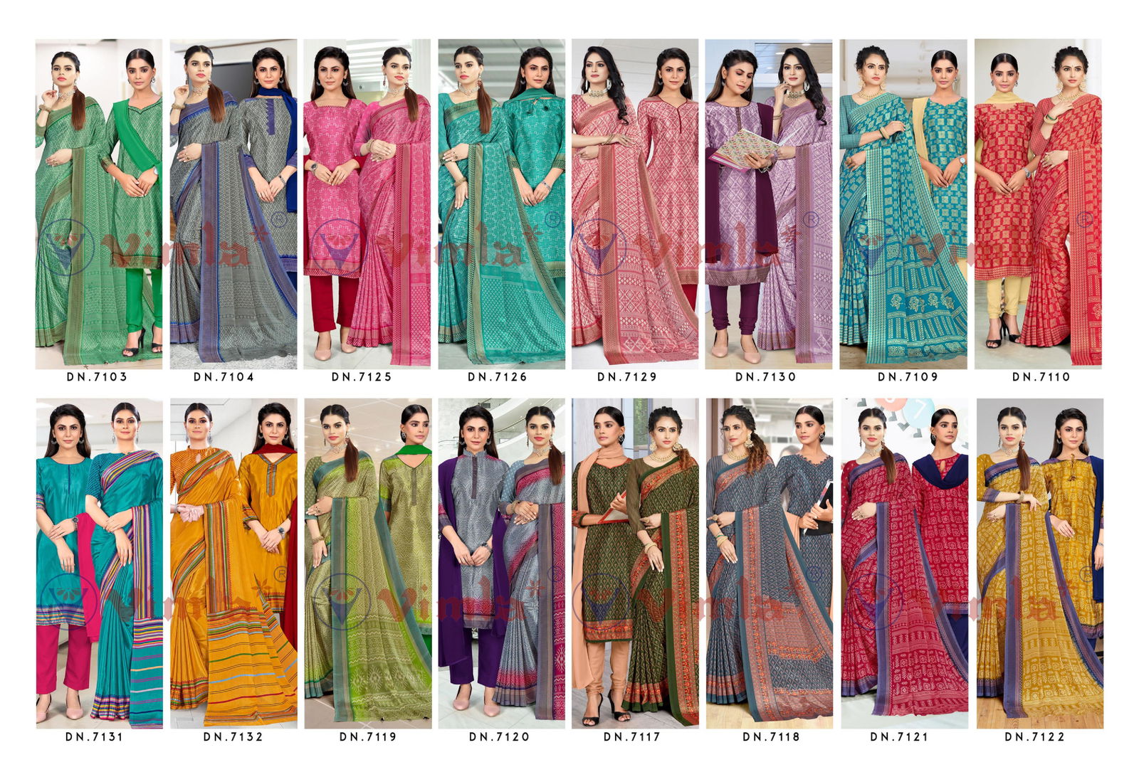 Tapsi Silk Vol 1 Printed Uniform Dress With Saree Combo Catalog
