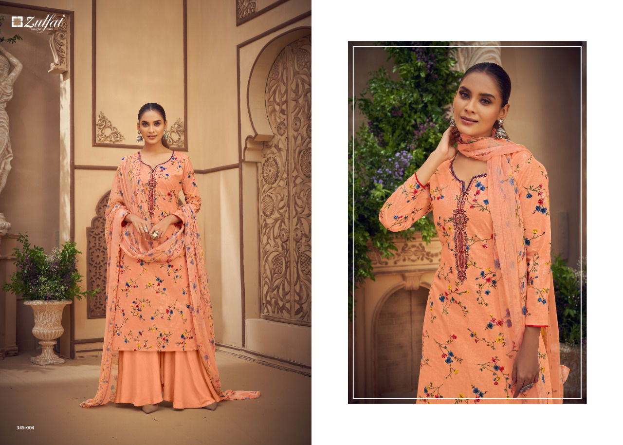 Zulfat Siyahi 3 Latest Fancy Designer Festive Wear Pure Cotton Digital Style Print with Fancy Embroider work Designer Dress Material Collection
