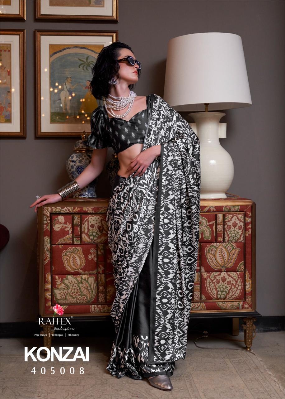Konzai By Rajtex Patola Printed Satin Crepe Saree Wholesale Price