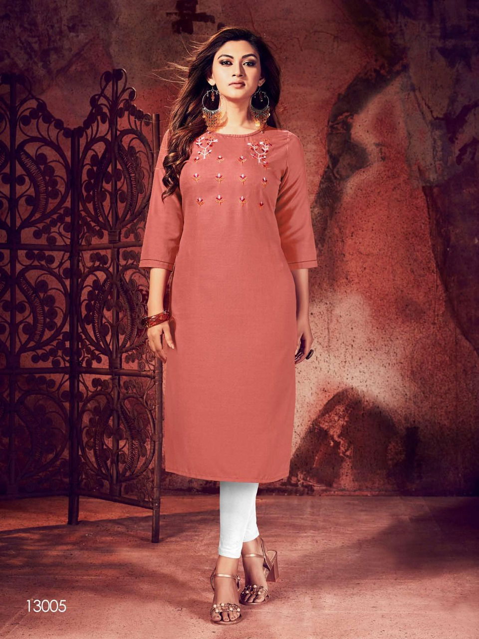 Fiesta Zubee Latest Designer Fancy Festive Wear Straight Embroidery Kurtis Collection
