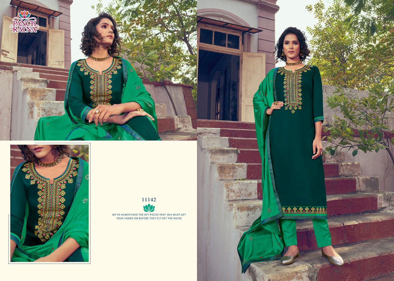 KESSI(PANCH RATNA) MAHIRA Latest Designer Festive Wear Jam Silk Work With Diamond Work Top With Four Side Border Dupatta collection