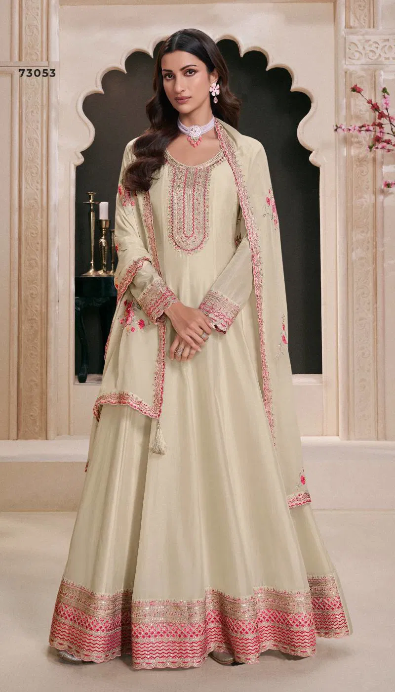 Naaz Super Hit 73051 To 73054 Silk Embroidered Anarkali Suit Wholesalers In Delhi