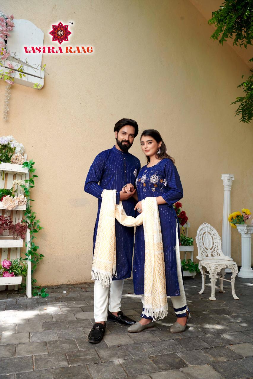 Vastra rang RAM LEELA VOL 4 Pure cotton Party Wear Couple Kurta Collection