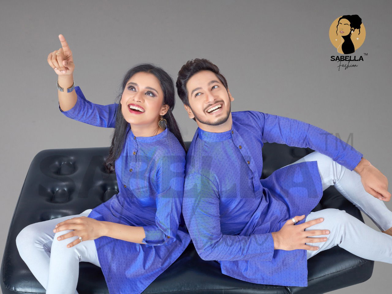 Sabella Couple Kurta 2 Cotton Silk Jacquard Couple Kurta Collection
