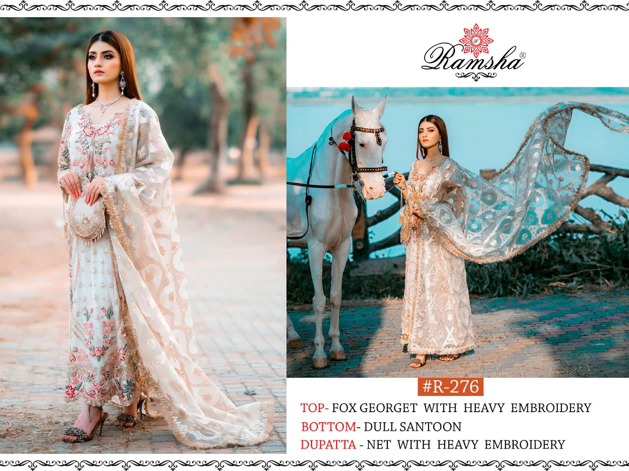 Ramsha R 273 to 276 Designer Fancy Wedding Wear Georgette With Heavy Embroidery Work Pakistani Salwar Suits Collection
