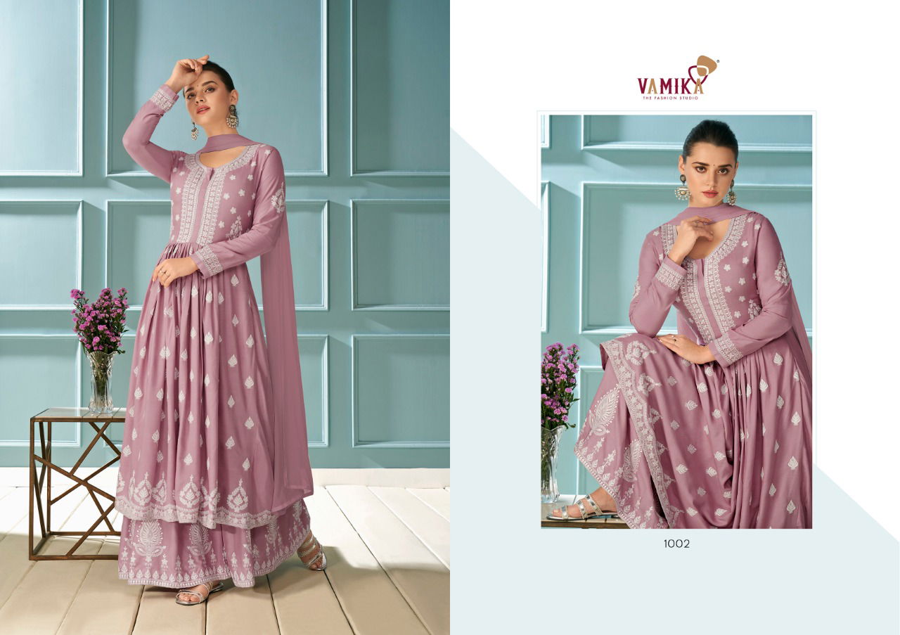 Vamika Lakhnawi 1 Exclusive Hit Festive Wear Designer Rayon Embroidery Work Fancy Ready Made Collection
