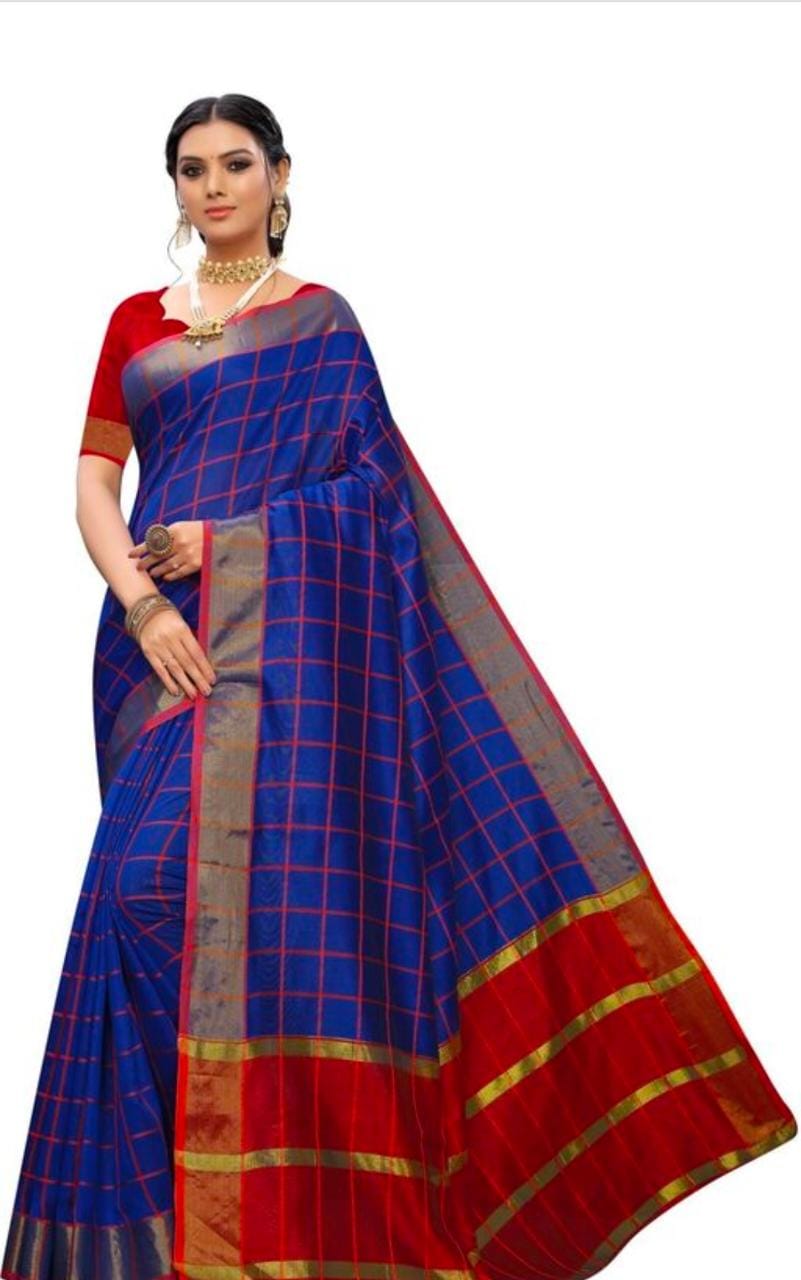 Dhruvi Color Block Fashion Cotton Silk Saree Catalog