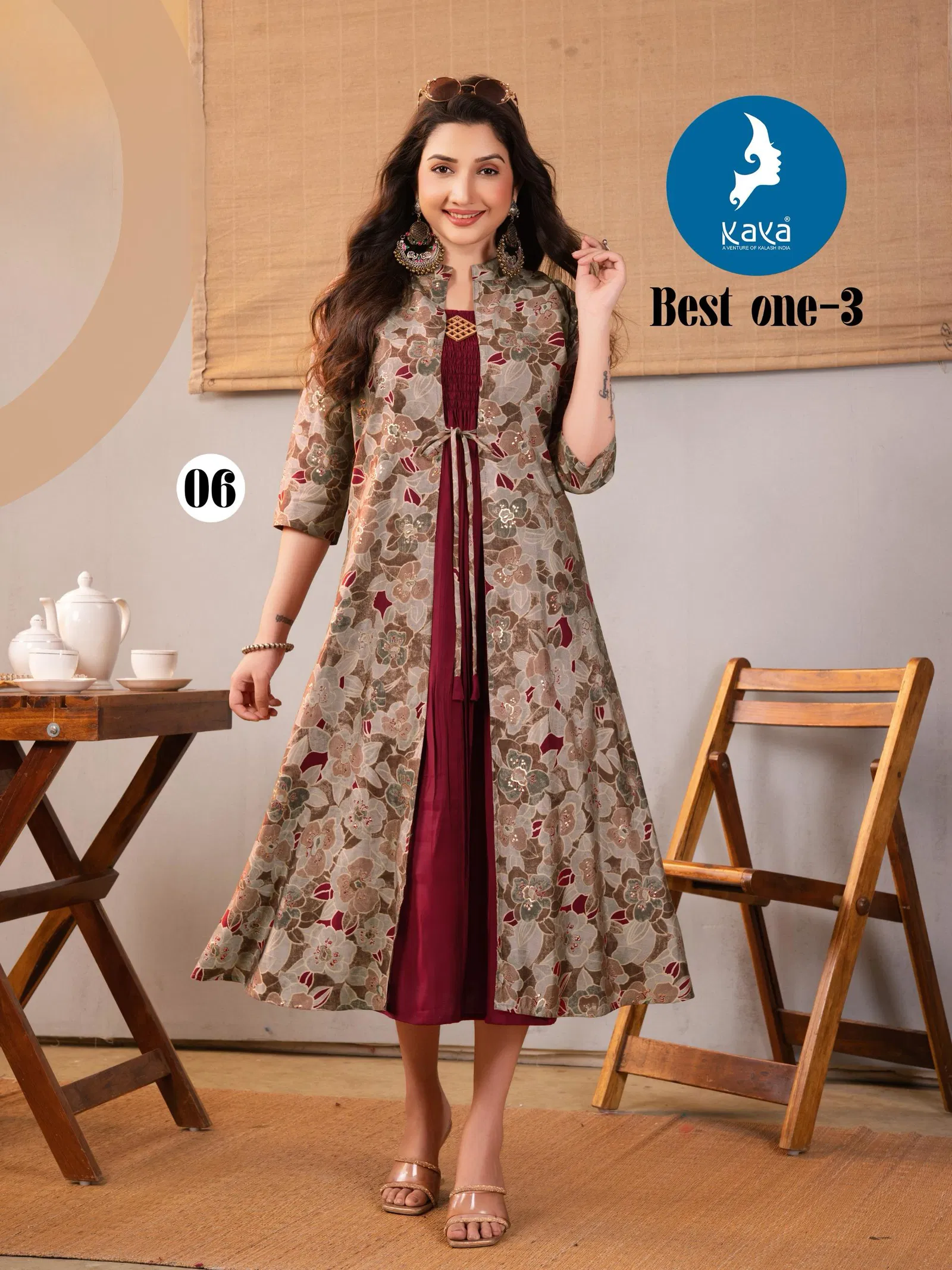 Best One 3 By Kaya Modal Printed Ladies Top With Jacket Wolesale Online